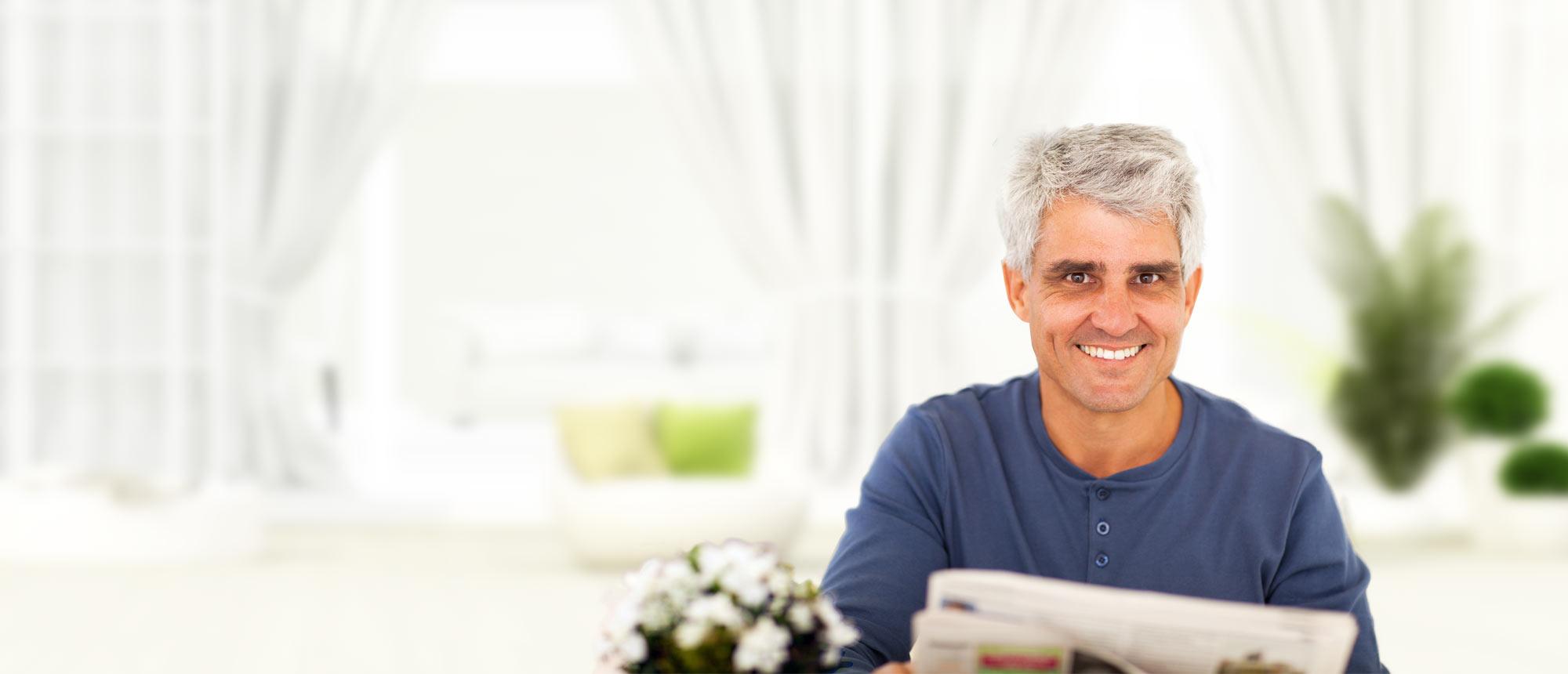 Man reading newspaper