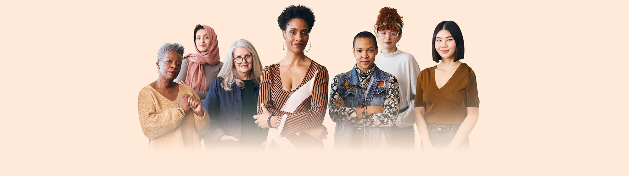 Diverse women standing together