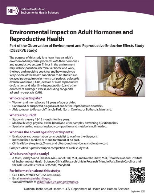 OBSERVE Environmental Impact on Adult Hormones Study Flyer