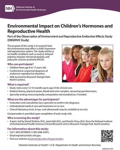 OBSERVE Environmental Impact on Children’s Hormones Study Flyer