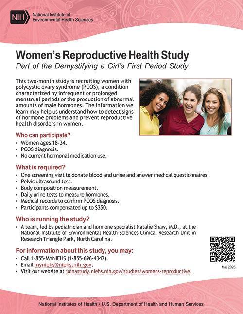 Women's Reproductive Health Study flyer cover